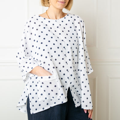 Polka Dot Linen Blend Top